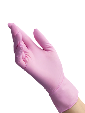 Перчатки BENOVY нитриловые текстурированные ,розовые размер M 50 пар/уп (3,5 гр.)