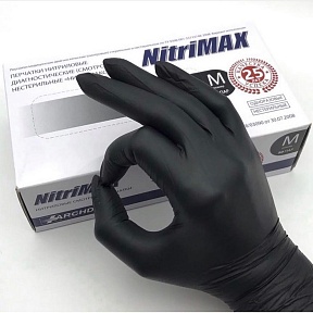 Перчатки винитрил NitriMAX, M (чёрные) 50 пар