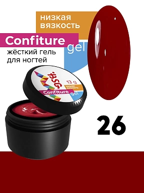 BSG, Жёсткий гель для наращивания Confiture №26 Низкая вязкость - Дьявольский красный (13 г)