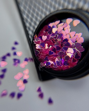 Дизайн сердечки отлив розовый зеркальный арт.2030