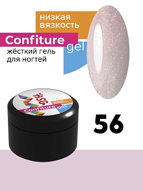 BSG, Жёсткий гель для наращивания Confiture №56 Низкая вязкость - Невесомый розовый с блестящим шиммером (13 г)