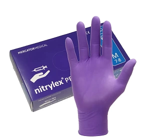 Перчатки нитриловые Mercator Medical фиолетовые размер M, 50 пар/уп. (3,5 гр.)