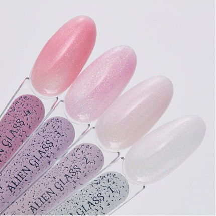 IVA Nails,Rubber Base ALIEN GLASS №2- пудрово-розовая с шиммером 8 мл.