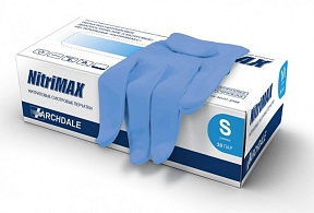 Перчатки нитриловые NitriMAX, голубые размер S, 50 пар/уп (3,5 гр)