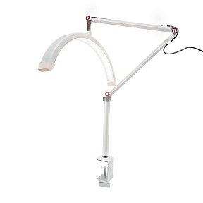 Бестеневая лампа "ДУГА", на струбцине для наращивания ресниц, для маникюра HD-M3X, белая