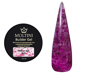 Moltini, Гель конструирующий с сухоцветами “Flower Gel” №003- фуксия, 15 мл.