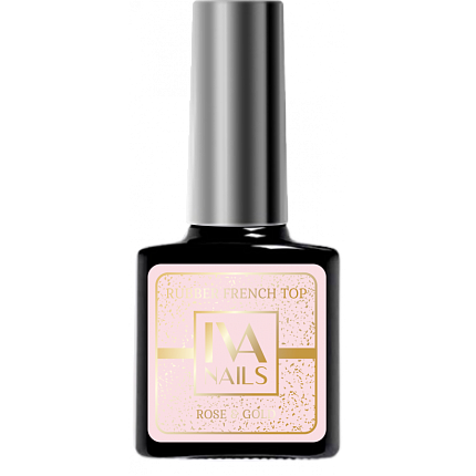 IVA Nails,Топ ROSE & GOLD/ Топ розовый полупрозрачный с золотистой поталью без л/с 8 мл.