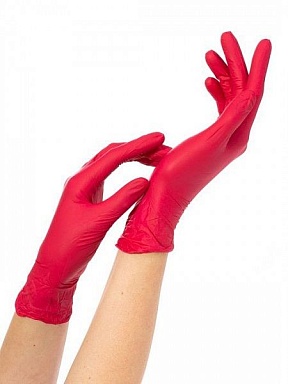 Перчатки нитриловые NitriMAX, красные размер M, 50 пар/уп (3,5 гр)