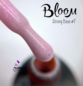 База Bloom Strong жесткая оттенок №07 (светло-розовый с блестками), 15 мл