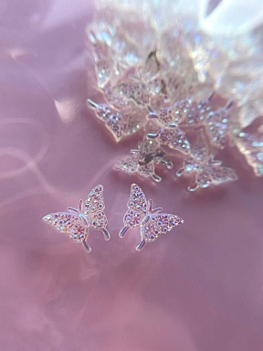 Объёмный 3D дизайн "Бабочка-аврора" с алмазным напылением 10 шт/уп.