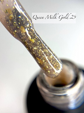 Milk Gold Queen гель лак с золотой поталью № 29