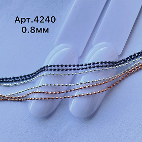 Дизайн для декора ногтей "Цепочки" арт.4240 0,8 мм, цвет: серебро, розовый, черный (30 см/уп)